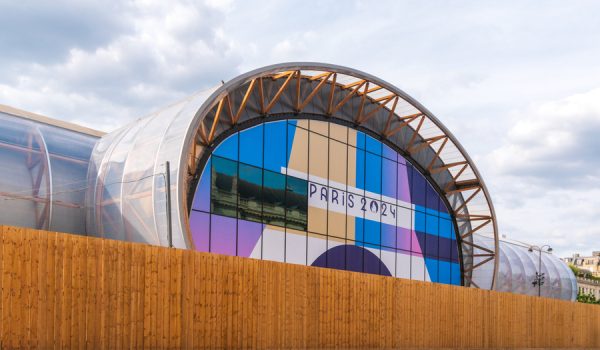 Paris, France - 07 17 2024 : the ephemeral Grand Palais, Arena Champs de Mars site of the Paris 2024 Olympic Games