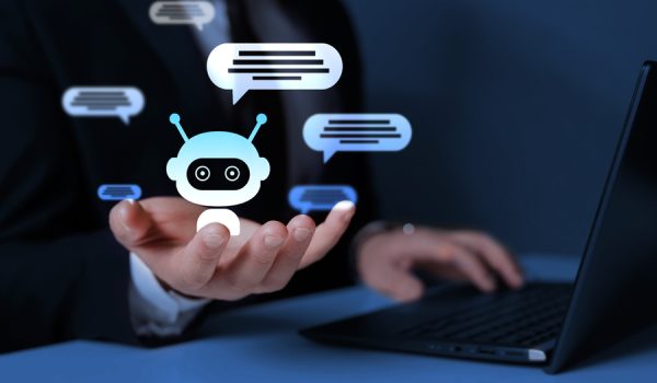 Chatbot assistant on smartphone app interface with artificial intelligence technology