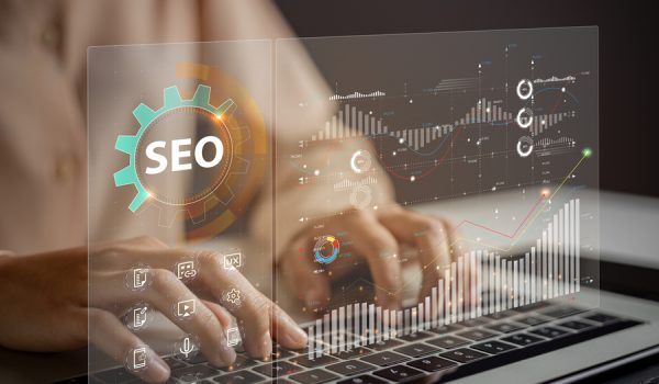 Website admins using SEO tools to get their websites ranked in top search rankings in search engine. Website improvement concept to make search results higher.