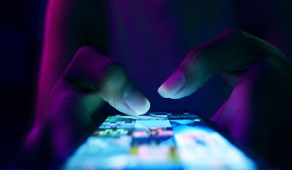 businesswoman using smart phone ,Social, media, Marketing concept