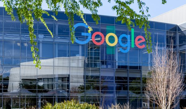 Mountain View, California, USA - March 29, 2018: Google sign on the building at Google's headquarters in Silicon Valley . Google is an American technology company in Internet-related services and products.