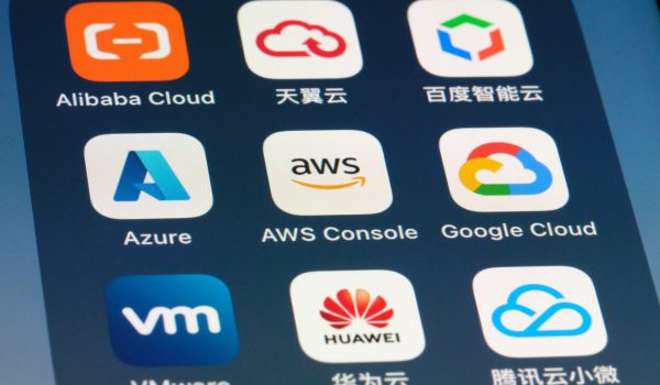 Shanghai,China-Oct.31st 2023: Assorted cloud computing platforms app icons. Amazon Web Services (AWS), Microsoft Azure, Google cloud, Alibaba cloud, Baidu AI Cloud, VMware, ctyun, HUAWEI cloud, Tencent cloud