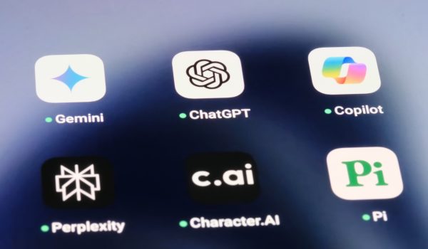 Shanghai,China-May 21st 2024: OpenAI ChatGPT, Google Gemini, Microsoft Copilot, Perplexity AI, character.ai and Inflection AI Pi apps. Assorted AI chatbots
