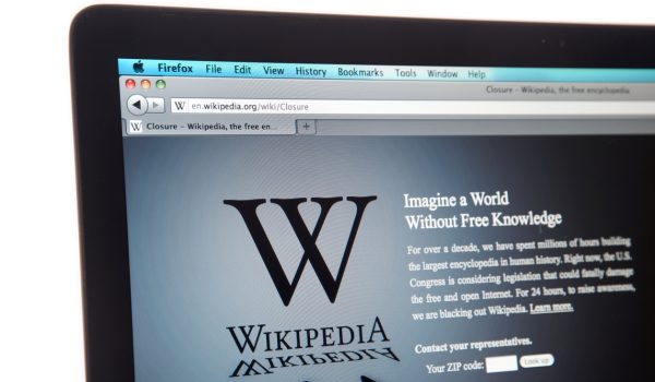 "Los Angeles, California, USA - January 18th, 2012: Wikipedia website's internet blackout, protesting the anti piracy law that will be voted in the Congress on January 19th."