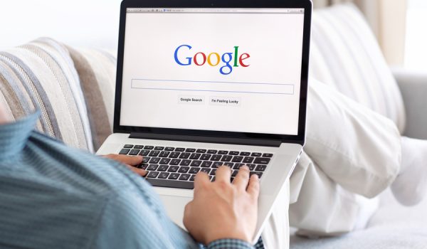 Simferopol, Russia - July 9, 2014: Google biggest Internet search engine. Google.com domain was registered September 15, 1997.